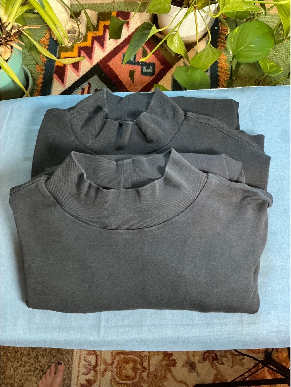 Lot of Two Black Lands' End Long-Sleeve Mock Neck Shirt Men's Size Large Tall